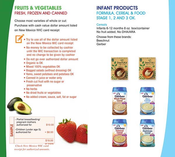New Mexico WIC Food List Infant Products, Infant Formula, Infant Cereal, Fruits and Vegetables