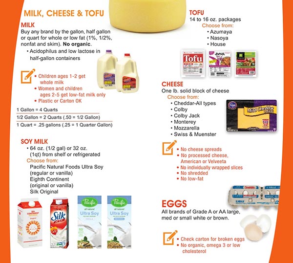 New Mexico WIC Food List Milk, Cheese, Tofu, Soy Milk and Eggs