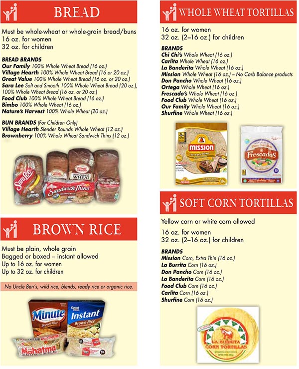 North Dakota WIC Food List Bread, Brown Rice, Whole Wheat Tortillas and Soft Corn Tortillas