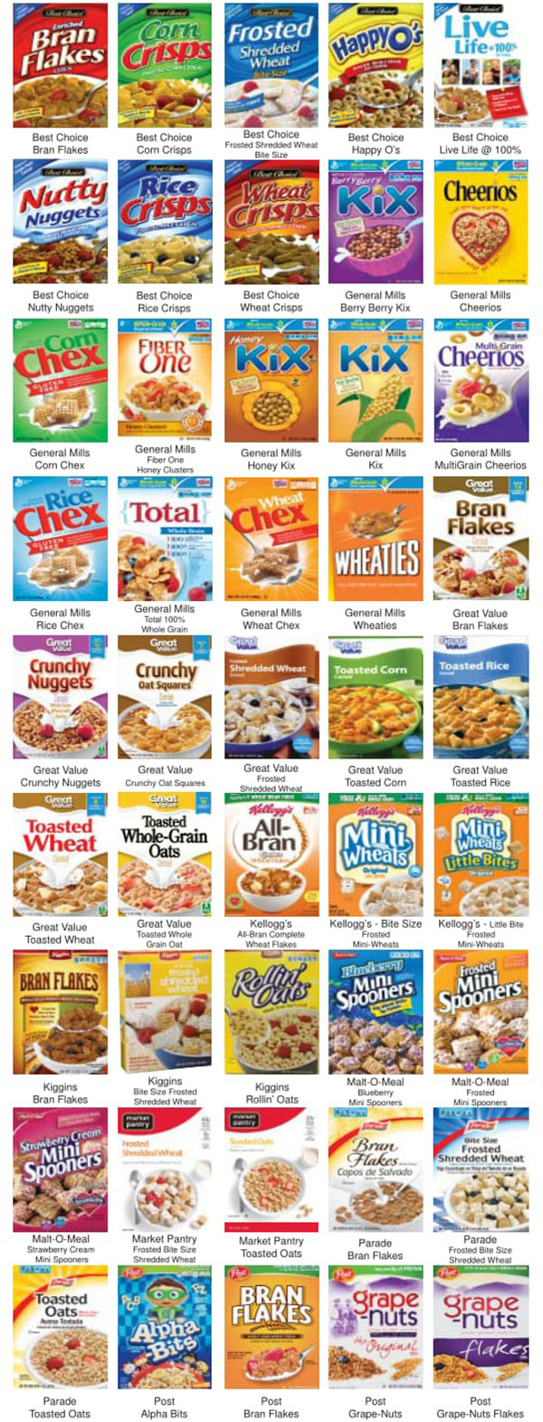 Oklahoma WIC Food List Cereal Product List
