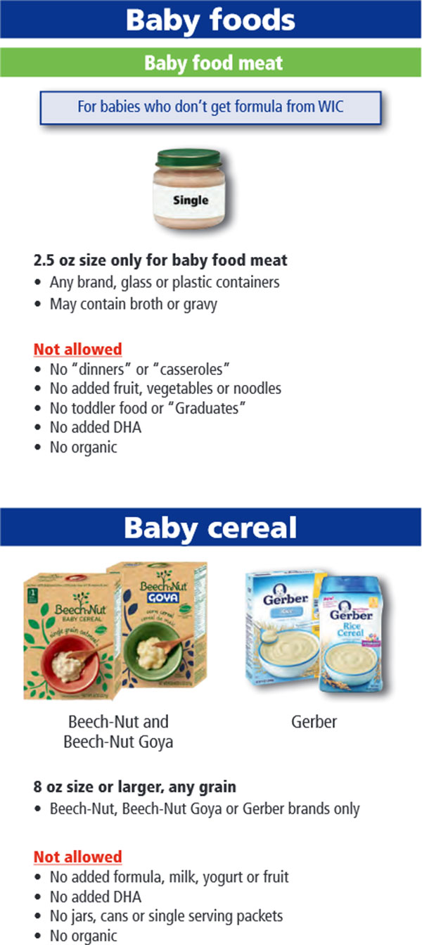 Oregon WIC Food List Baby Foods, Baby Food Meat and Baby Cereal