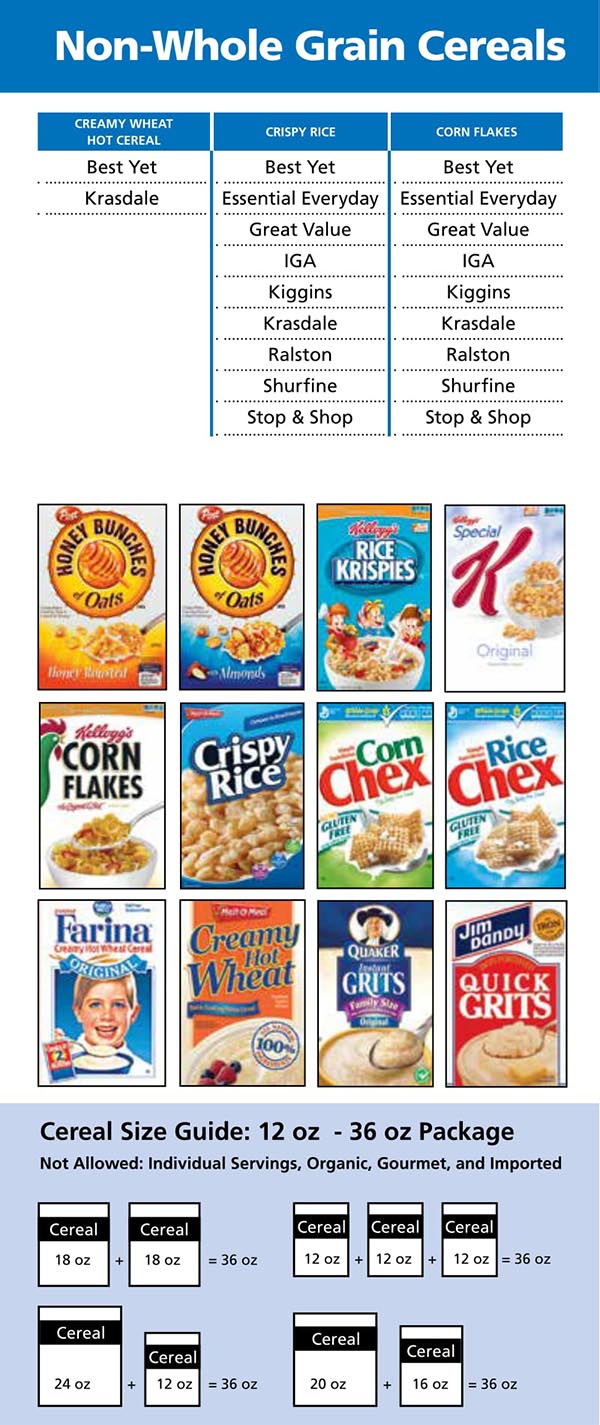 Rhode Island WIC Food List Non Whole Grain Cereals