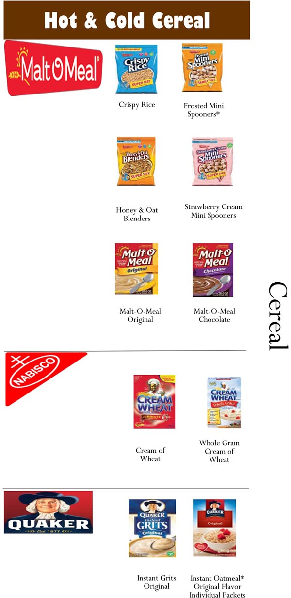 South Dakota WIC Food List Hot and Cold Cereal Products Page 3