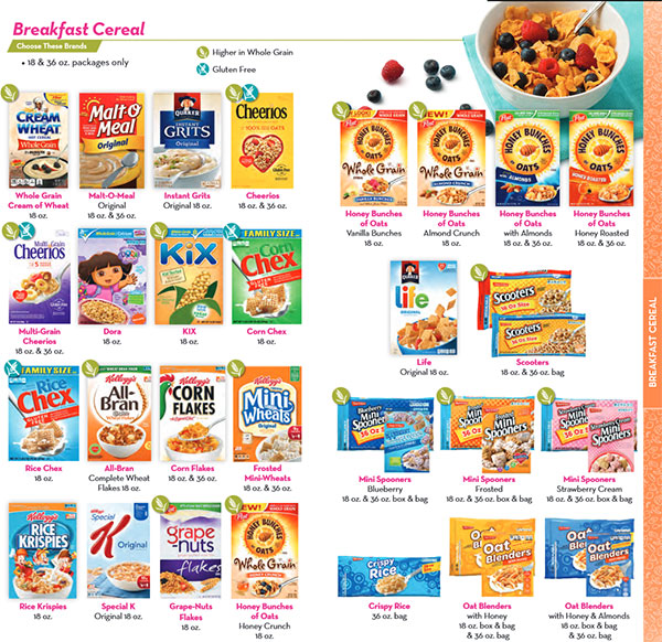 Texas WIC Food List Breakfast Cereal