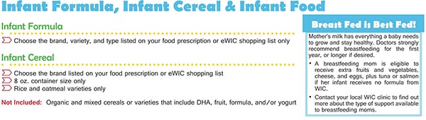 Virginia WIC Food List Infant Formula, Infant Cereal and Infant Food