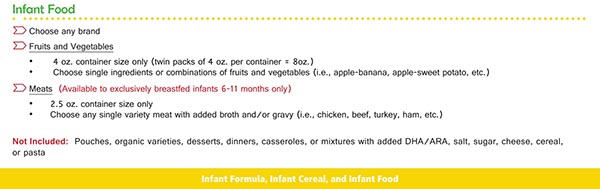 Virginia WIC Food List Infant Foods